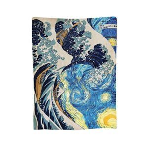 Van Gogh Starry Night Fleece Blanket Throw Blanket, Ultra-Soft Cozy Micro Fleece Blanket for Sofa, Couch, Bed, Camping, Travel, & Car Use-All Seasons Suitable50 X40