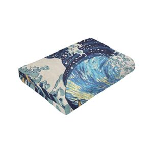 Van Gogh Starry Night Fleece Blanket Throw Blanket, Ultra-Soft Cozy Micro Fleece Blanket for Sofa, Couch, Bed, Camping, Travel, & Car Use-All Seasons Suitable50 X40