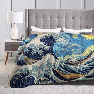 Van Gogh Starry Night Fleece Blanket Throw Blanket, Ultra-Soft Cozy Micro Fleece Blanket for Sofa, Couch, Bed, Camping, Travel, & Car Use-All Seasons Suitable50 X40