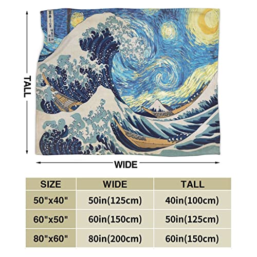 Van Gogh Starry Night Fleece Blanket Throw Blanket, Ultra-Soft Cozy Micro Fleece Blanket for Sofa, Couch, Bed, Camping, Travel, & Car Use-All Seasons Suitable50 X40