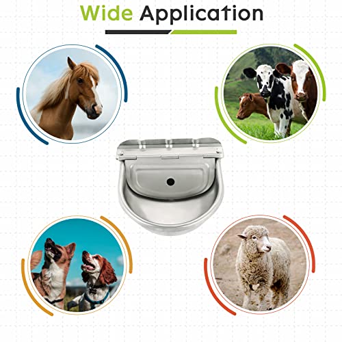 AMGSH Automatic Water Bowl Dispenser Chicken Drinking Waterer with Float Valve Dispenser 304 Stainless Steel Horse Cattle Goat Sheep Pig Dog Float Valve Water Trough Farm Supplies