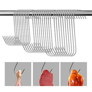 Hoypeyfiy 30PCS S-Type Grill Meat Hook Butcher Hooks Stainless Steel Meat Hooks for Hanging Jerky Deer Chicken Ribs Fish Beef