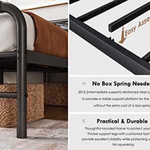 FSCHOS Queen-Bed-Frame-with-Headboard & Footboard, 14 Inch High, Metal Platform Bed-Frame-Queen-Size, Premium Steel Heavy Duty Bed Frame No Box Spring Needed, Easy Assembly, Black