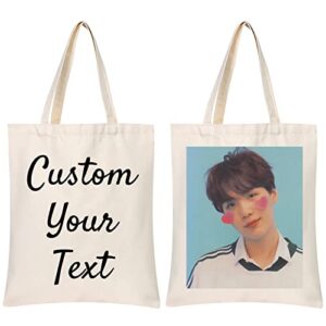 jatebi personalized tote bag, canvas tote bag with customizable pictures and text double sided, reusable grocery bag,shopping bags for daily use gifts…