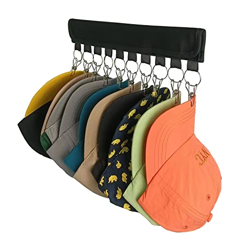 Hat Organizer Holder for Hanger, 10 Stainless Steel Storage Hooks Hat Storage for Room & Closet,Display Wall Mounted hat Rack, Suitable for Storing Baseball caps, Socks, Ties, Keys(2PC