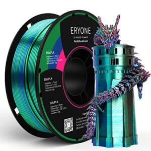 eryone silk tri-color coextrusion pla filament,3d printer 1.75mm,+/-0.03mm, triple color filament 1kg(2.2lbs), silk red,blue and green