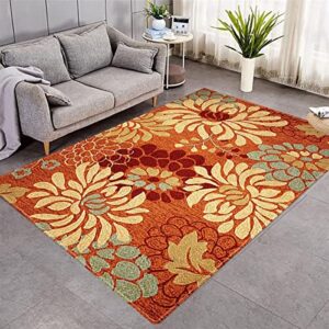 contemporary bohemian floral living room floor carpets modern abstract flower pattern area rug for entryway indoor/outdoor entrance mat,2'7"x4'