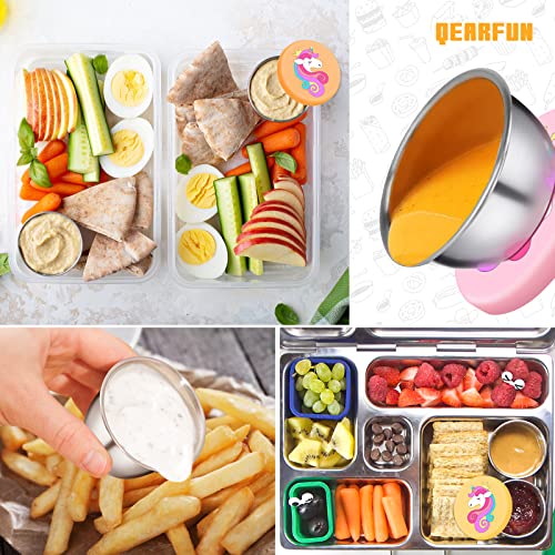 6PCS Kids Condiment Salad Dressing Containers,1.9oz/55ml Reusable Unicorn Small Dip Sauce Ketchup Container Cups with Lids, Kid Toddlers Silicone Mini Bento Lunch Box Accessories for School Lunches