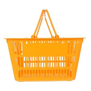 hemobllo picnic basket shopping basket, plastic mall shopping basket merchandise storage basket portable 16l baskets with handles for retail store supermarket shop (orange) shopping cart