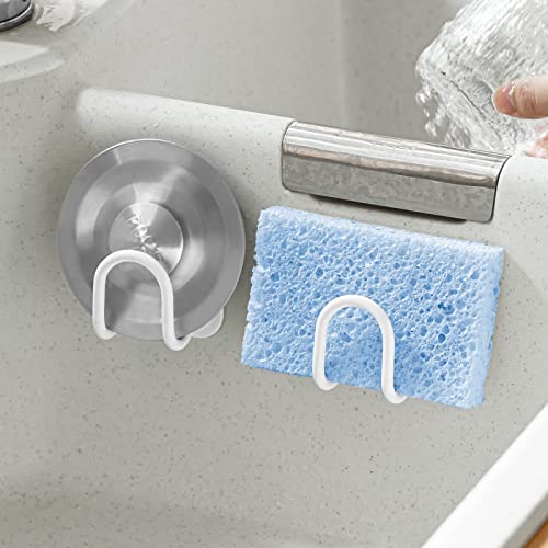 Poeland Sponge Holder for Kitchen Sink, Strong Adhesive Small Sponge Holder with Glue, SUS304 Waterproof & Rustproof Sponge Holder Sink Caddy