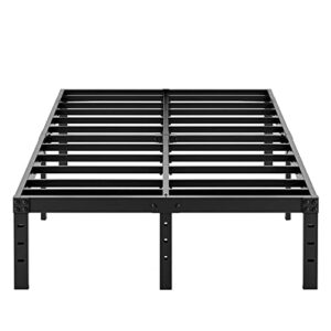 artimorany king size bed frame 18 inches tall, heavy duty metal platform, steel slats with 3000lbs, no box spring needed, easy assembly, noise free, black