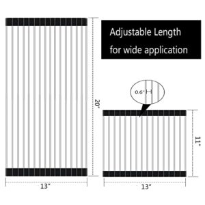Chixapopimo Roll up Dish Drying Rack Retractable 11" to 20" x 13'' Foldable Rolling Dish Drainer Over The Sink Drying Rack SUS304 Stainless Steel Sink Rack for Kitchen Counter of Various Sizes