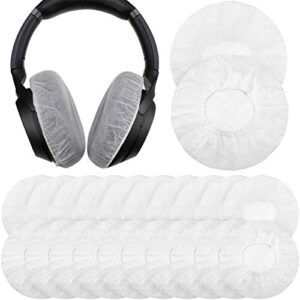 bbto 300 pieces non-woven sanitary headphone ear cover disposable headset covers fabric earpad covers for headphones (white, l-11 cm)