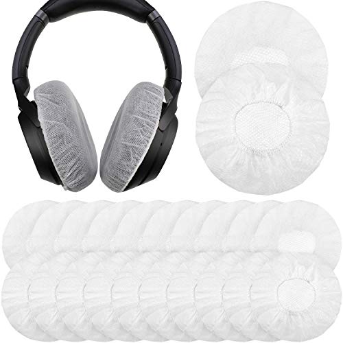 BBTO 300 Pieces Non-Woven Sanitary Headphone Ear Cover Disposable Headset Covers Fabric Earpad Covers for Headphones (White, L-11 cm)