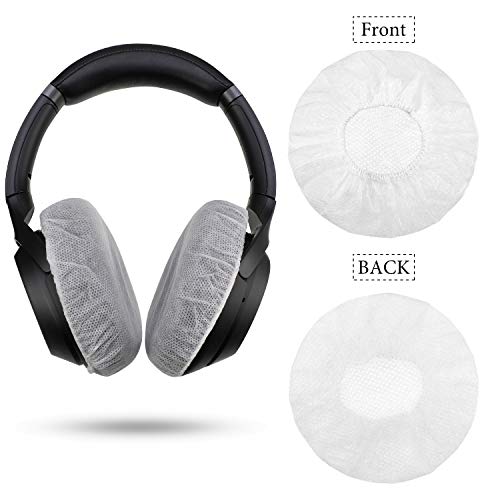 BBTO 300 Pieces Non-Woven Sanitary Headphone Ear Cover Disposable Headset Covers Fabric Earpad Covers for Headphones (White, L-11 cm)