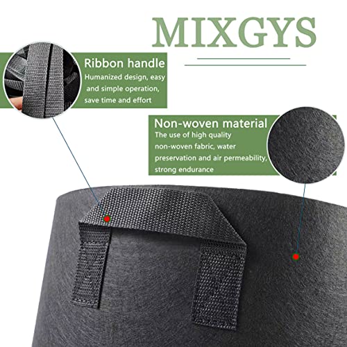 MIXGYS 12 Pack 5 Gallon Grow Bags,Grow Nursery Pots,Vegetables Bag for Flowers and Plant Garden Container,Thickened Non-Woven Pot with Handle（5Gallon 12Pack Black