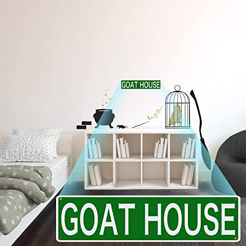 Huer Goat House Metal Tin Signs Funny Wall Decor for Home/Bedroom/Man Cave/Bar/Pub 16x4 Inch, Green