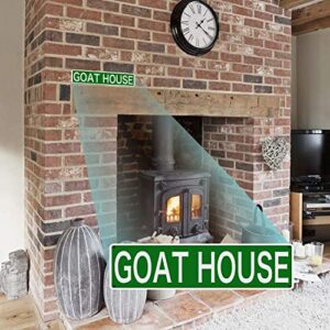 Huer Goat House Metal Tin Signs Funny Wall Decor for Home/Bedroom/Man Cave/Bar/Pub 16x4 Inch, Green