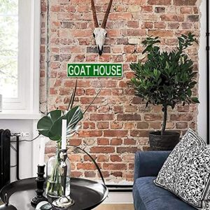 Huer Goat House Metal Tin Signs Funny Wall Decor for Home/Bedroom/Man Cave/Bar/Pub 16x4 Inch, Green