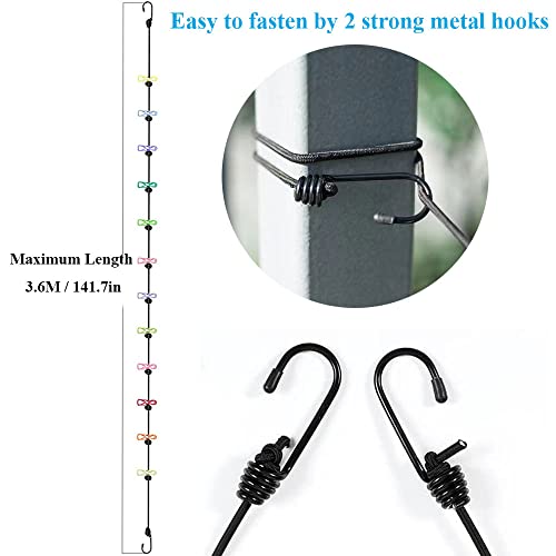 Elastic Portable Travel Clothesline, with 12 Clothes Pins, Camping Rental Accessories Chip Clips for Outdoor Indoor