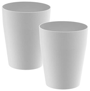 wastenial 2pcs plastic round 1-gallon small trash can | garbage can small, wastebasket for bathroom, bedroom, kitchen, home office, and kids room, garbage container bin | matte white trash bin