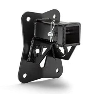 SuperATV Black Rear Receiver Hitch for 2022+ Polaris RZR Pro R/Pro R 4 - Fits Standard 2" Attachments | 3/16" Heavy-Duty Steel | Cotter & Hinge Pins | Access Hole to Change Rear Differential Oil