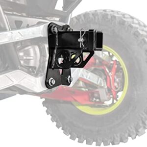 SuperATV Black Rear Receiver Hitch for 2022+ Polaris RZR Pro R/Pro R 4 - Fits Standard 2" Attachments | 3/16" Heavy-Duty Steel | Cotter & Hinge Pins | Access Hole to Change Rear Differential Oil