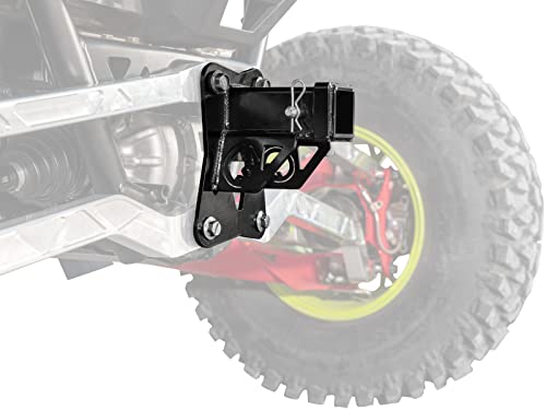 SuperATV Black Rear Receiver Hitch for 2022+ Polaris RZR Pro R/Pro R 4 - Fits Standard 2" Attachments | 3/16" Heavy-Duty Steel | Cotter & Hinge Pins | Access Hole to Change Rear Differential Oil