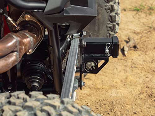 SuperATV Black Rear Receiver Hitch for 2022+ Polaris RZR Pro R/Pro R 4 - Fits Standard 2" Attachments | 3/16" Heavy-Duty Steel | Cotter & Hinge Pins | Access Hole to Change Rear Differential Oil