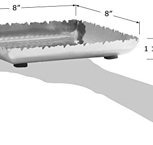 Red Co. 8” x 8” Square Decorative Silver Hammered Metal Serving Platter Tray with Torn Rim, Small