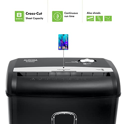 Aurora Professional 8-Sheet Cross-Cut Paper/Credit Card Shredder with Basket