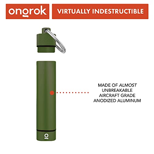 ONGROK Premium Storage Tube, Keychain, Pocket-Sized, Airtight, Aluminum Metal Holder and Case (Green)