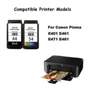 Weizhiya for Canon PG-44 CL-54 Ink Cartridges Pixma E401 E461 E471 E481 Printer Black and Tri Color Standard