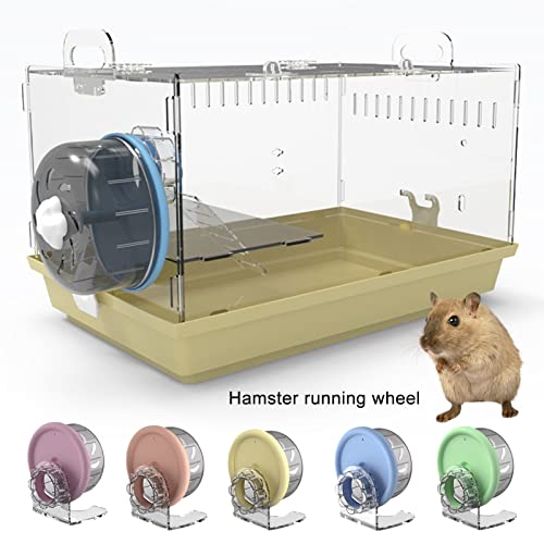 leasote Hamster Exercise Wheel - 5.12 inch Stand Silent Spinner for Hamster Gerbils Silent Spinner Hamster Running Wheels Non-Slip Prevent Injury Yellow Without Stand