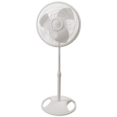 Lasko 16" Oscillating 3- quiet Speed Pedestal Fan and Adjustable Height, Ideal for Home School and Office White S16200 (Renewed)