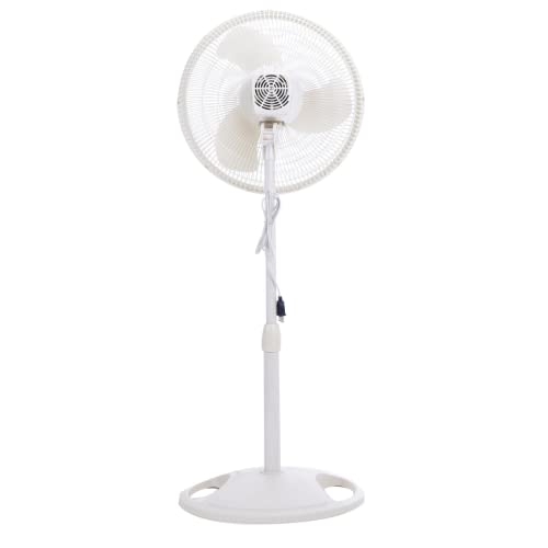 Lasko 16" Oscillating 3- quiet Speed Pedestal Fan and Adjustable Height, Ideal for Home School and Office White S16200 (Renewed)