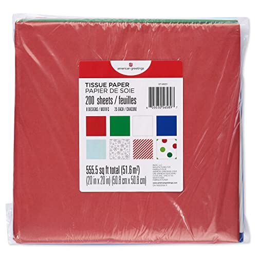 American Greetings 200 Sheet Bulk Winter Assortment Christmas Tissue Paper for Birthdays and All Occasions