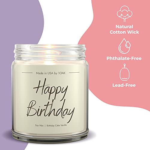 1OAK Happy Birthday Candle - Birthday Cake Candle - Birthday Candles for Women - Happy Birthday Gifts for Women - Happy Birthday Candles Gifts for Women - Bday Gift for Women - Clear Glass Jar 9oz