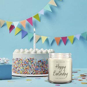 1OAK Happy Birthday Candle - Birthday Cake Candle - Birthday Candles for Women - Happy Birthday Gifts for Women - Happy Birthday Candles Gifts for Women - Bday Gift for Women - Clear Glass Jar 9oz