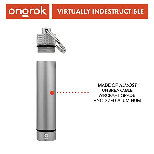 ONGROK Premium Storage Tube, Keychain, Pocket-Sized, Airtight, Aluminum Metal Holder and Case (Gun Metal)