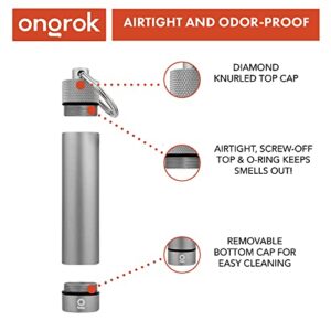 ONGROK Premium Storage Tube, Keychain, Pocket-Sized, Airtight, Aluminum Metal Holder and Case (Gun Metal)