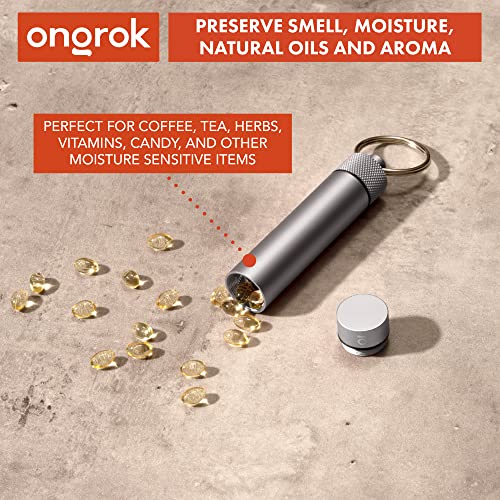 ONGROK Premium Storage Tube, Keychain, Pocket-Sized, Airtight, Aluminum Metal Holder and Case (Gun Metal)