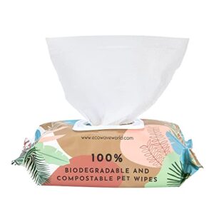 eco wave pet wipes, 100% biodegradable & compostable dog & cat cleansing wipes