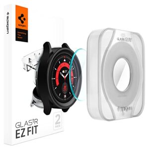 spigen tempered glass screen protector [glastr ez fit] designed for galaxy watch 5 pro - 2 pack