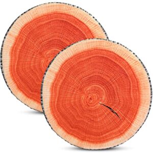 queekay 2 pcs round throw pillow decorative wood slice floor cushion 3d digital printing forest decor soft circle pillow cute stump camping pillow memory foam for home chair bedroom decor (vintage)