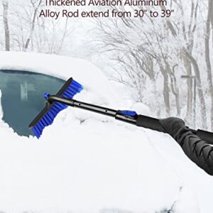 auccutro 44'' Snow Brush Ice Scraper for Car Windshield, Extendable Snow Removal Tool Car Brush with Comfortable Foam Grip and Sturdy Aluminum Handle for Car, Truck, SUV