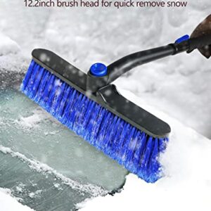 auccutro 44'' Snow Brush Ice Scraper for Car Windshield, Extendable Snow Removal Tool Car Brush with Comfortable Foam Grip and Sturdy Aluminum Handle for Car, Truck, SUV