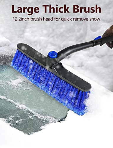 auccutro 44'' Snow Brush Ice Scraper for Car Windshield, Extendable Snow Removal Tool Car Brush with Comfortable Foam Grip and Sturdy Aluminum Handle for Car, Truck, SUV