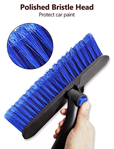 auccutro 44'' Snow Brush Ice Scraper for Car Windshield, Extendable Snow Removal Tool Car Brush with Comfortable Foam Grip and Sturdy Aluminum Handle for Car, Truck, SUV