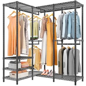 vipek l40 l shaped garment rack heavy duty clothes rack for hanging clothes, freestanding closet wardrobe rack metal clothing rack for corner, 53.75" l x 38" w x 76.4" h, load capacity 950 lbs, black
